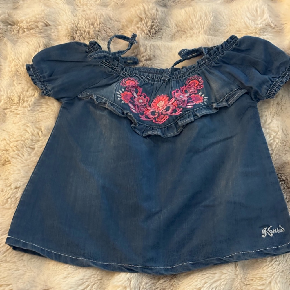 Kensie Blue and Mad Girl Stylish Pink Embroidered Blouse